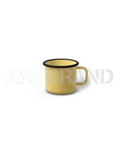 Emaille Tasse 5 cm hellgelb, schwarzer Rand, Innenfarbe hellgelb, (Espressotasse)