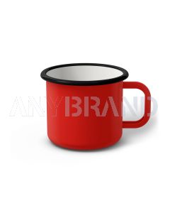 Emaille Tasse 8 cm rot, schwarzer Rand, Innenfarbe weiß, (Klassiker)