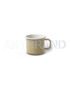 Emaille Tasse 5 cm beige, weißer Rand, Innenfarbe weiß, (Espressotasse)