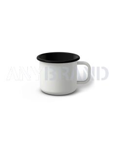 Emaille Tasse 6 cm weiß, schwarzer Rand, Innenfarbe schwarz, (Kaffeetasse)