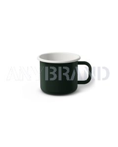 Emaille Tasse 6 cm dunkelgrün, weißer Rand, Innenfarbe weiß, (Kaffeetasse)