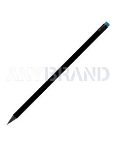 Designbleistift rund schwarz durchgefärbt, schwarz matt mit Radierer, FSC light_blue