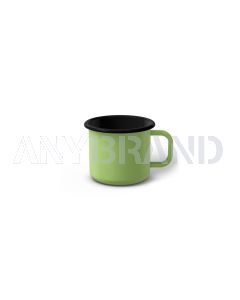 Emaille Tasse 5 cm limettengrün, schwarzer Rand, Innenfarbe schwarz, (Espressotasse)