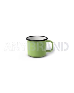 Emaille Tasse 5 cm limettengrün, schwarzer Rand, Innenfarbe weiß, (Espressotasse)