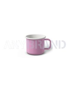 Emaille Tasse 5 cm pink, weißer Rand, Innenfarbe weiß, (Espressotasse)