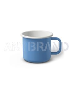 Emaille Tasse 7 cm blau, weißer Rand, Innenfarbe weiß, (Cappuccinotasse)