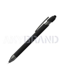 Alpha Soft Touch Dreikant-Kugelschreiber mit Stylus gunmetal schwarz