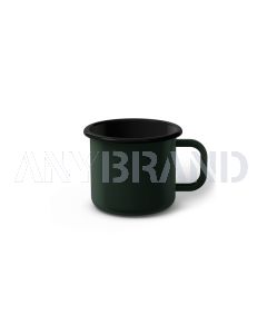 Emaille Tasse 6 cm dunkelgrün, schwarzer Rand, Innenfarbe schwarz, (Kaffeetasse)