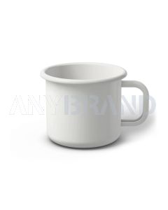Emaille Tasse 8 cm weiß, weißer Rand, Innenfarbe weiß, (Klassiker)