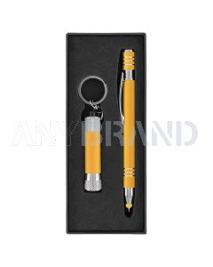 Maya Kugelschreiber und Davis Taschenlampe Geschenkset yellow