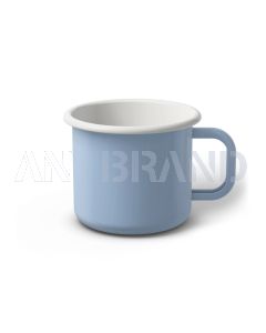 Emaille Tasse 8 cm hellblau, weißer Rand, Innenfarbe weiß, (Klassiker)