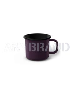 Emaille Tasse 6 cm dunkelviolett, schwarzer Rand, Innenfarbe schwarz, (Kaffeetasse)