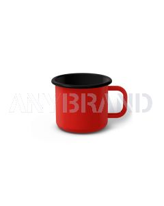 Emaille Tasse 6 cm rot, schwarzer Rand, Innenfarbe schwarz, (Kaffeetasse)