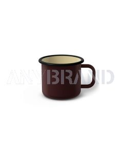 Emaille Tasse 6 cm dunkelbraun, schwarzer Rand, Innenfarbe beige, (Kaffeetasse)