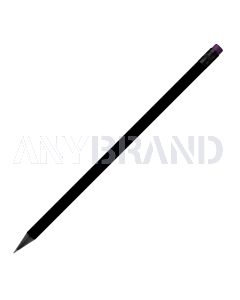 Designbleistift rund schwarz durchgefärbt, schwarz matt mit Radierer, FSC purple