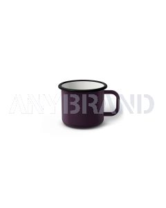 Emaille Tasse 5 cm dunkelviolett, schwarzer Rand, Innenfarbe weiß, (Espressotasse)