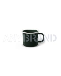 Emaille Tasse 5 cm dunkelgrün, weißer Rand, Innenfarbe dunkelgrün, (Espressotasse)
