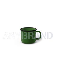 Emaille Tasse 5 cm grün, schwarzer Rand, Innenfarbe grün, (Espressotasse)