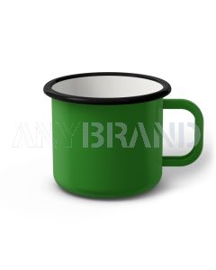 Emaille Tasse 9 cm hellgrün, schwarzer Rand, Innenfarbe weiß, (Jumbotasse)