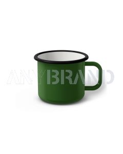 Emaille Tasse 7 cm grün, schwarzer Rand, Innenfarbe weiß, (Cappuccinotasse)