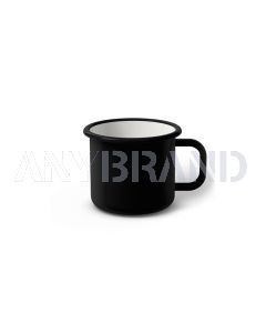 Emaille Tasse 6 cm schwarz, schwarzer Rand, Innenfarbe weiß, (Kaffeetasse)