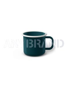 Emaille Tasse 6 cm dunkeltürkis, weißer Rand, Innenfarbe dunkeltürkis, (Kaffeetasse)