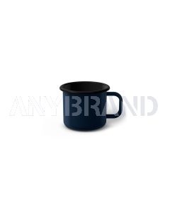Emaille Tasse 5 cm dunkelblau, schwarzer Rand, Innenfarbe schwarz, (Espressotasse)