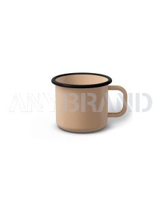 Emaille Tasse 6 cm hellbeige, schwarzer Rand, Innenfarbe hellbeige, (Kaffeetasse)