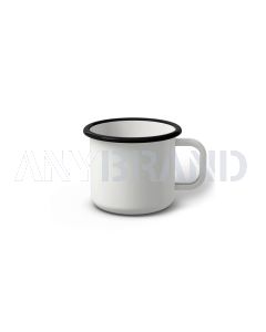 Emaille Tasse Standard 6 cm, weiß mit schwarzem Rand, (Kaffeetasse)