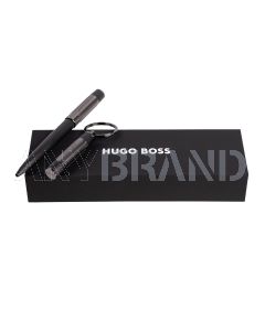 HUGO BOSS Set Gear Ribs Black (kugelschreiber & schlüsselring)