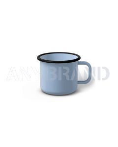 Emaille Tasse 6 cm hellblau, schwarzer Rand, Innenfarbe hellblau, (Kaffeetasse)