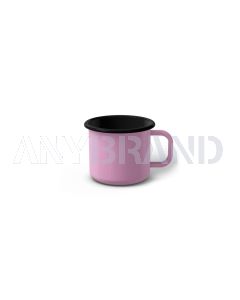Emaille Tasse 5 cm pink, schwarzer Rand, Innenfarbe schwarz, (Espressotasse)