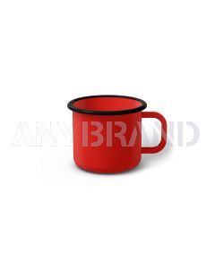 Emaille Tasse 6 cm rot, schwarzer Rand, Innenfarbe rot, (Kaffeetasse)