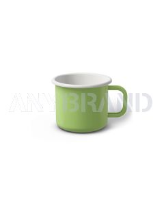 Emaille Tasse 6 cm limettengrün, weißer Rand, Innenfarbe weiß, (Kaffeetasse)