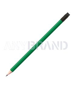Staedtler Bleistift dunkelgrün, eckig mit schwarzer Zwinge und schwarzem Radiertip