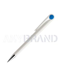 Prodir DS1 TPC Twist Kugelschreiber weiß poliert mit Metallspitze und farbigem Punkt
