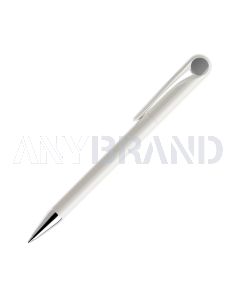 Prodir DS1 TPC Twist Kugelschreiber weiß poliert mit Metallspitze und farbigem Punkt