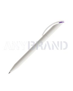 Prodir DS3 TMM Twist Kugelschreiber weiß matt mit Metallspitze und farbigem Ring