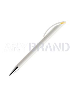 Prodir DS3 TPC Twist Kugelschreiber weiß poliert mit Metallspitze und farbigem Ring