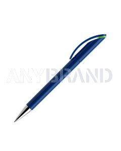 Prodir DS3 TPC Twist Kugelschreiber blau poliert mit Metallspitze und farbigem Ring