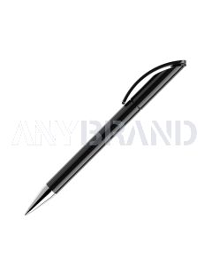 Prodir DS3 TPC Twist Kugelschreiber schwarz poliert mit Metallspitze und farbigem Ring
