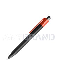 Prodir DS4 PMM Push Kugelschreiber schwarz matt mit farbigem Clip polished