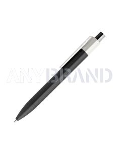 Prodir DS4 PRR Soft Touch Push Kugelschreiber schwarz mit farbigem Clip polished