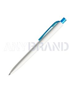 Prodir DS8 PMM Push Kugelschreiber weiß matt mit transparentem Drücker und Clip