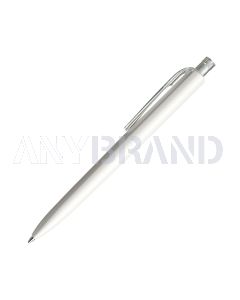Prodir DS8 PPP Push Kugelschreiber weiß poliert mit transparentem Drücker und Clip
