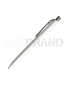 Prodir DS8 PPP Push Kugelschreiber weiß poliert mit transparentem Drücker und Clip