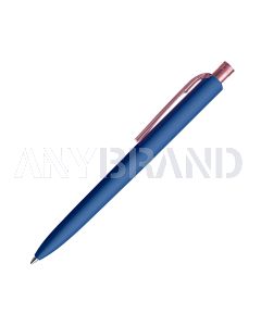 Prodir DS8 Soft Touch PRR Push Kugelschreiber blau mit transparentem Drücker und Clip