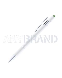 Alpha Soft Touch Kugelschreiber weiß mit farbigem Stylus grün