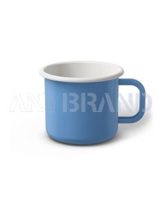 Emaille Tasse 8 cm blau, weißer Rand, Innenfarbe weiß, (Klassiker)
