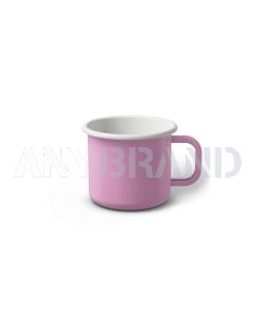Emaille Tasse 6 cm pink, weißer Rand, Innenfarbe weiß, (Kaffeetasse)